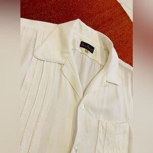 Dry Bones 50s Style Ruffled Frill Rayon Loop Collar Rockabilly Shirt 1950s VLV